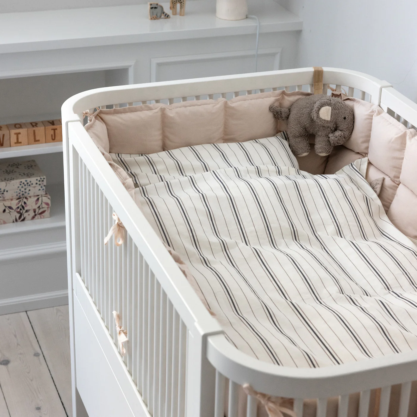 Sebra Bed Linen Set, Cream Stripe - Image 2