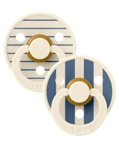 Bibs Colour Pacifiers 2 Pack Block - Ivory Steel Blue Mix